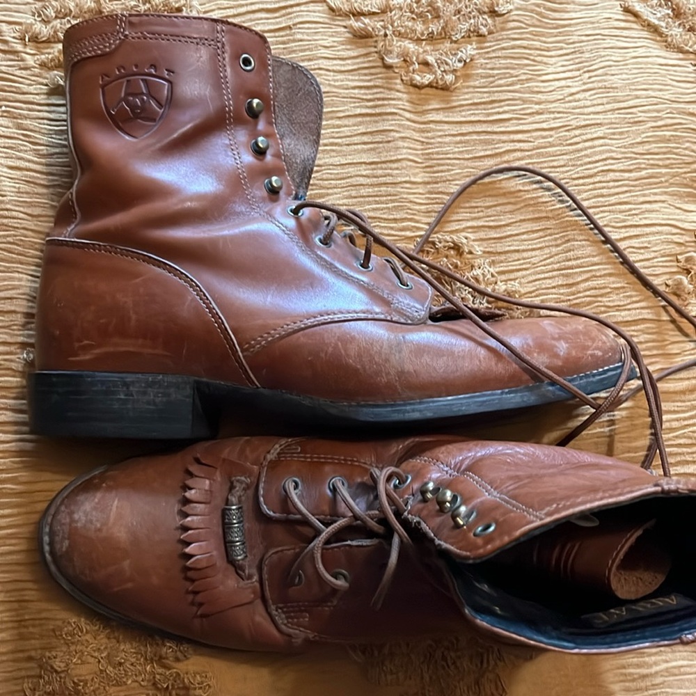 Ariat Women's Kiltie Brown Leather Lace Up Boots Sz 8